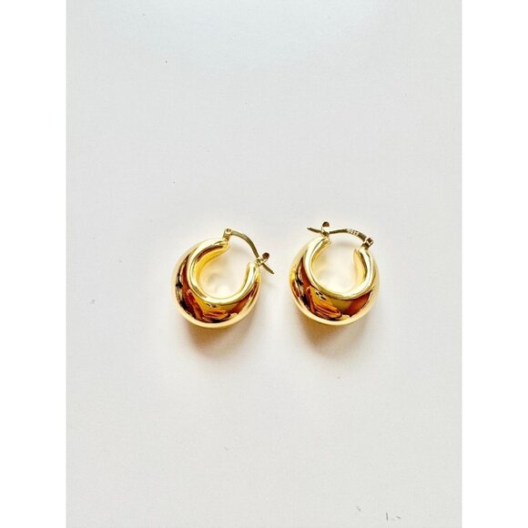 Unbranded Jewelry - New 14K Gold Plated Sterling Silver Chunky Gold Huggie Hoop Earrings